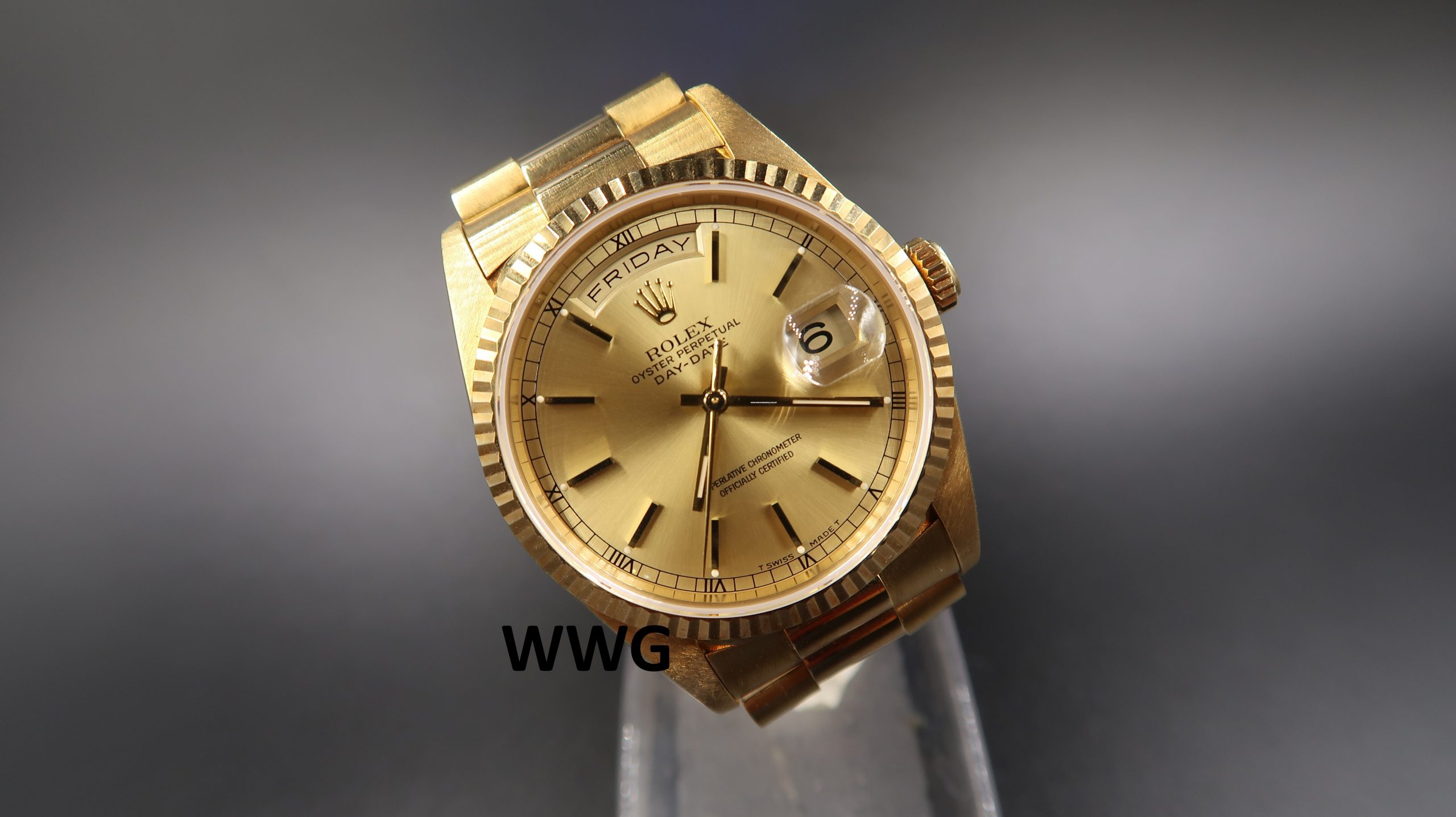 Rolex Day-Date 36 18238 Champagne Dial (Pre Owned Rolex Watch) Year-1990 Watch And Watch Gallery RL-995 (1)